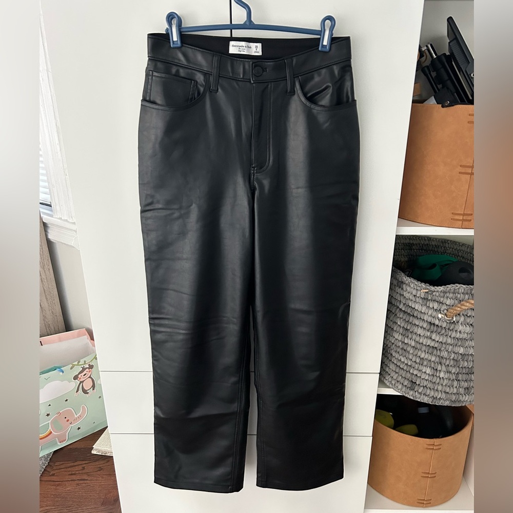 Abercrombie & Fitch Black High Rise Leather Trousers